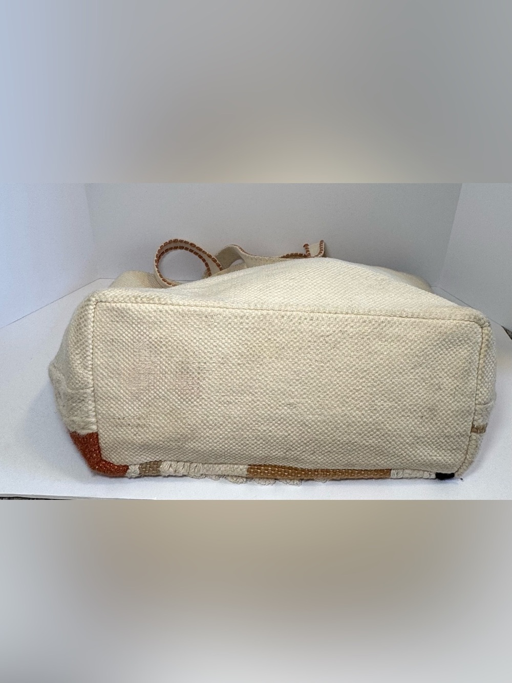Roolee Culebra Woven Tote Bag - Boho Tassel Knit Stripe Shoulder Bag - Picture 9 of 11
